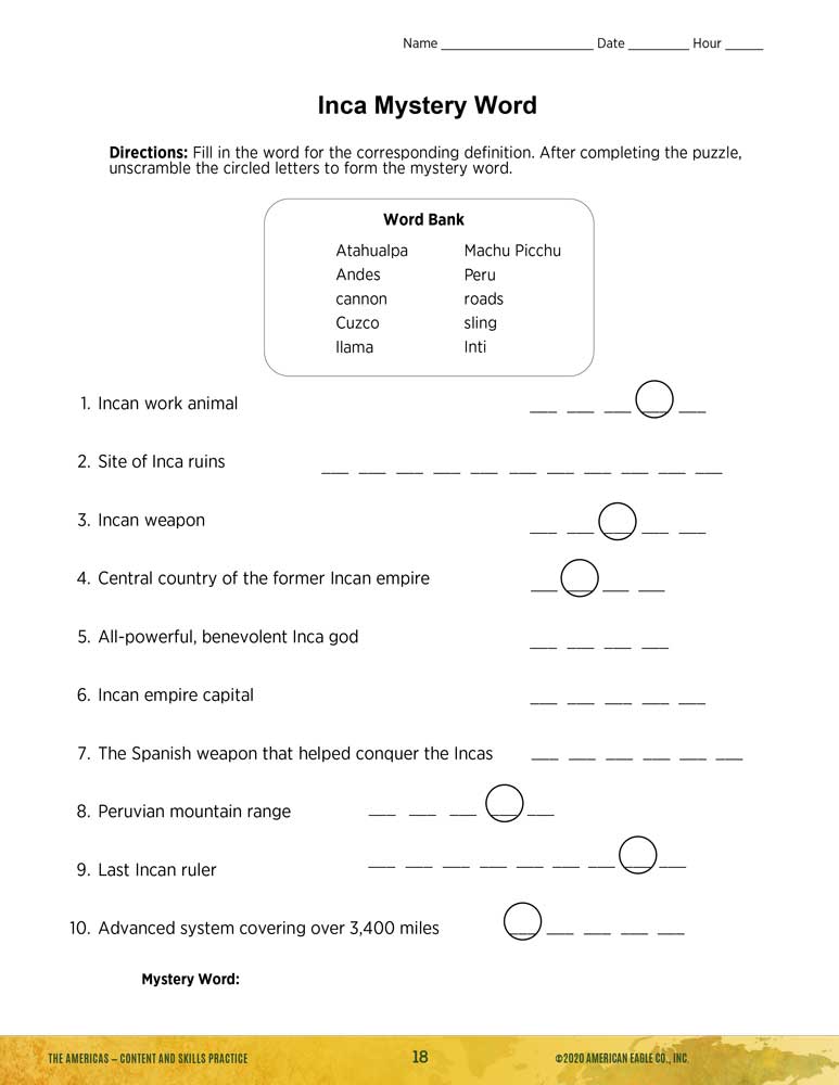 World History Thematic Unit: The Americas Download