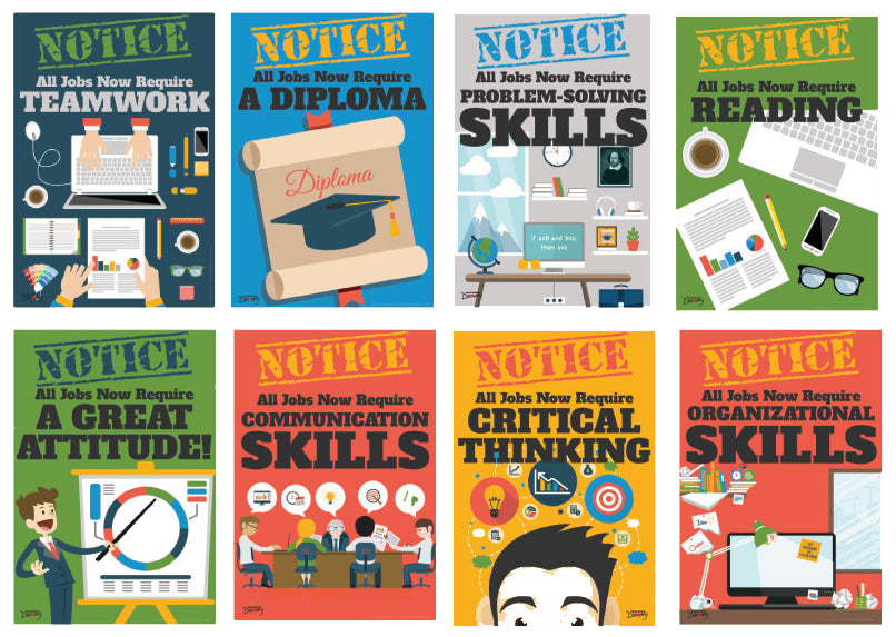 Official Notice Job Skills Set of 8 Mini-Posters