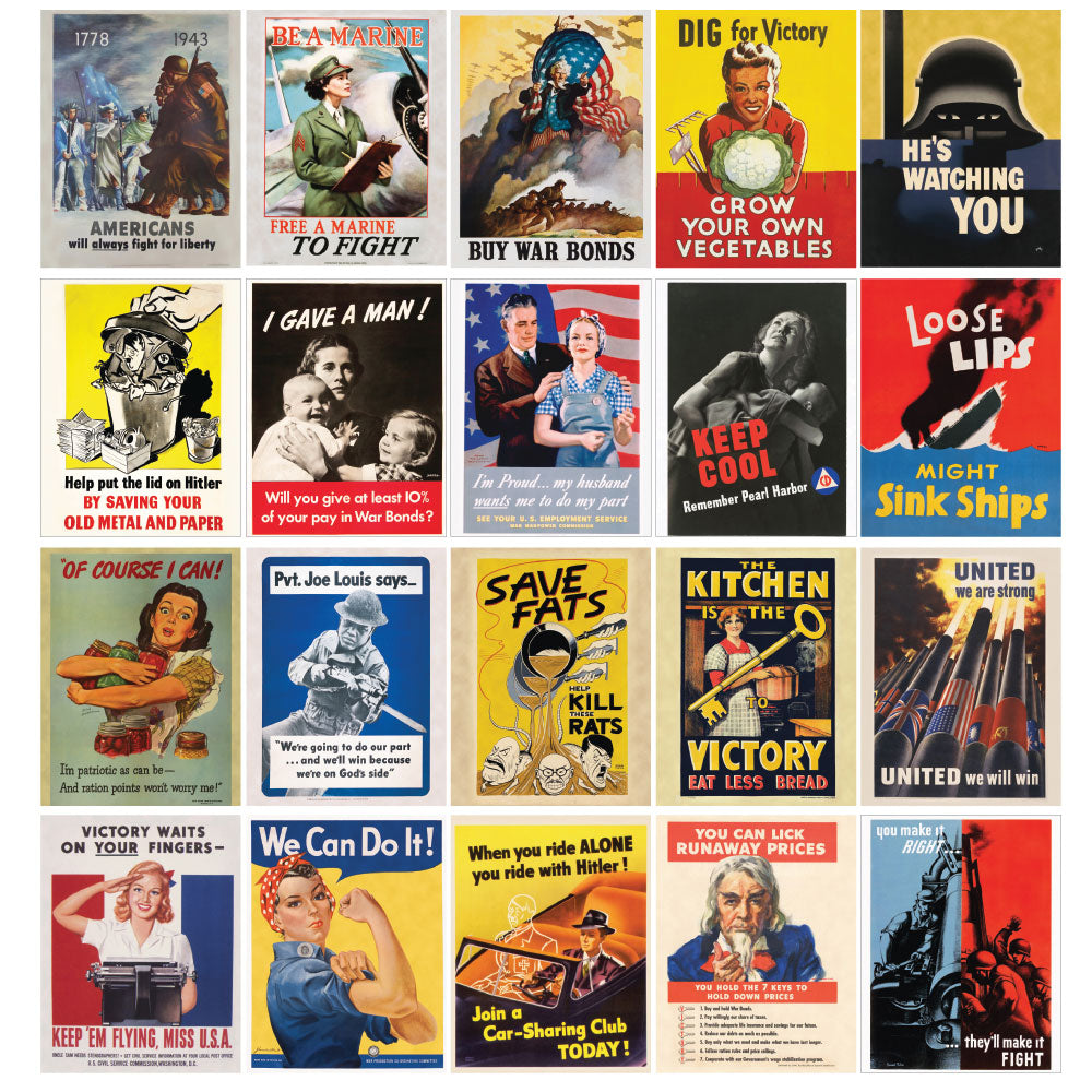 World War I and II Propaganda Mini-Poster Set - 2 Poster Sets