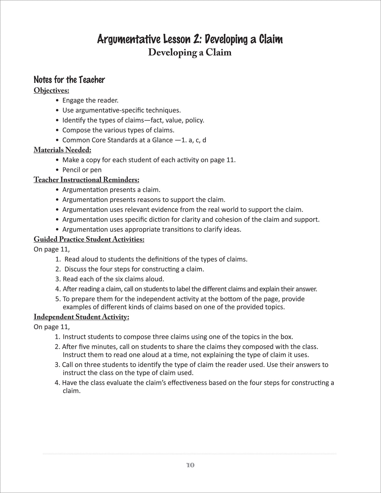 Expository Writing for Middle School Activity Book