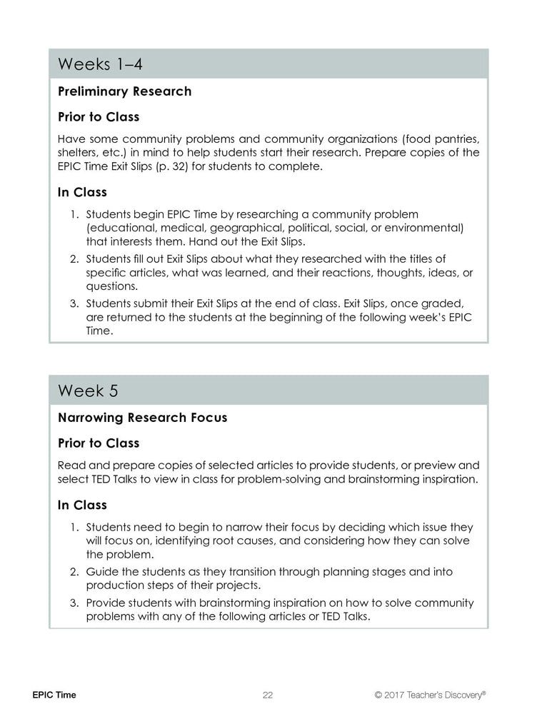 EPIC Time: A Project-Based Learning Implementation Guide and Resources Book