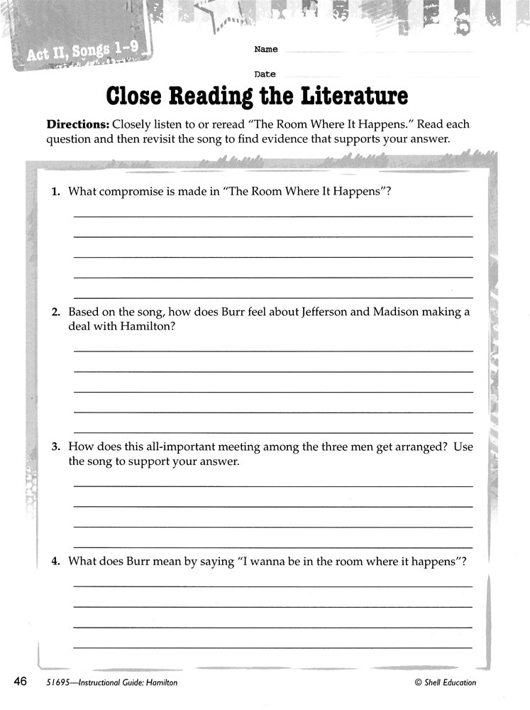 Great Works Instructional Guide for Literature: Hamilton, An American Musical