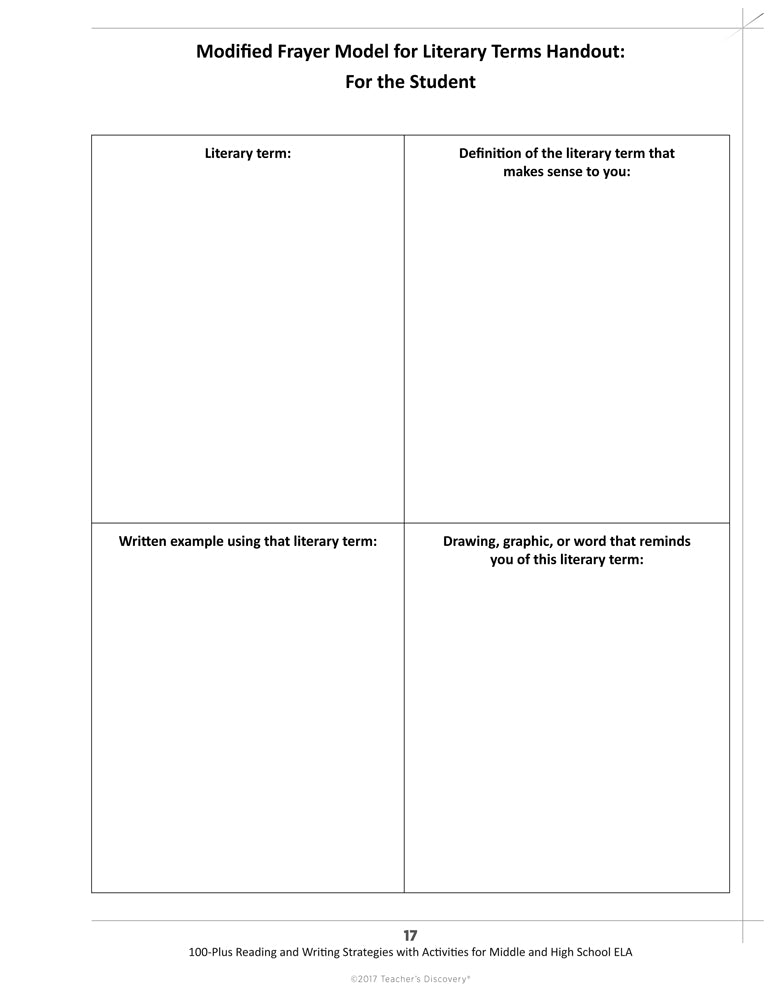 100-Plus Reading and Writing Strategies with Activities for Middle and High School ELA Book