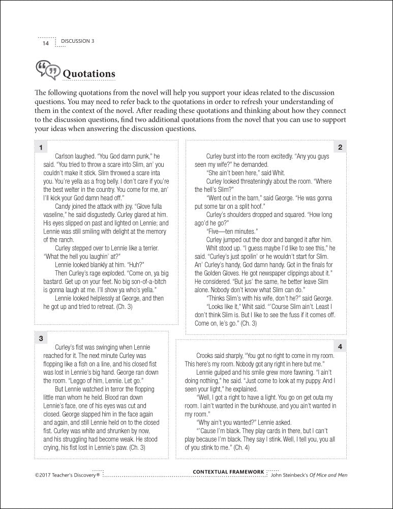 Contextual Framework: John Steinbeck's Of Mice and Men Book