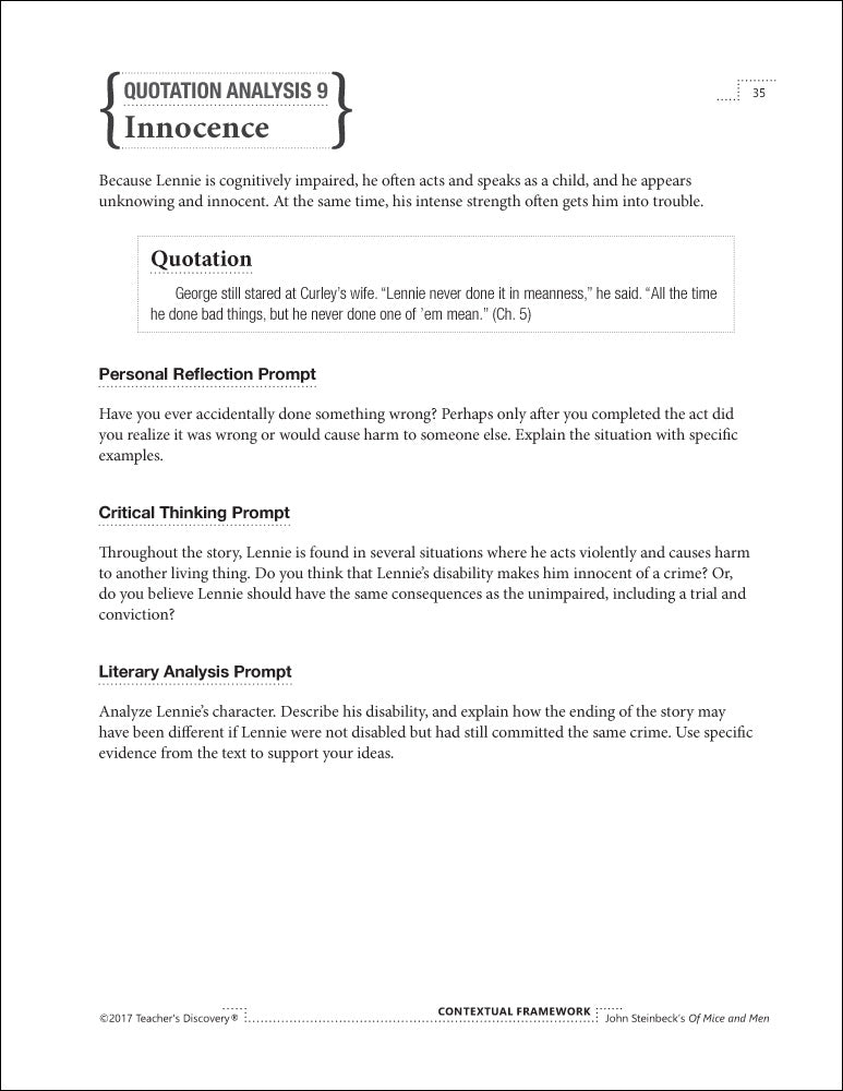 Contextual Framework: John Steinbeck's Of Mice and Men Book