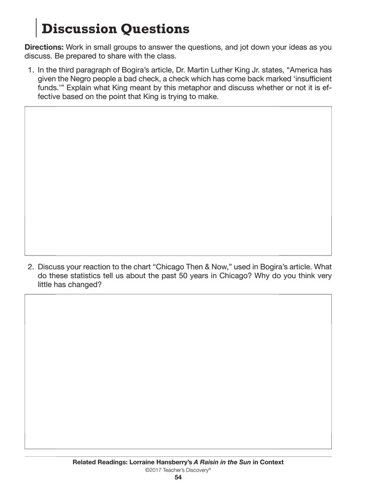 Related Readings: Lorraine Hansberry's A Raisin in the Sun in Context Book