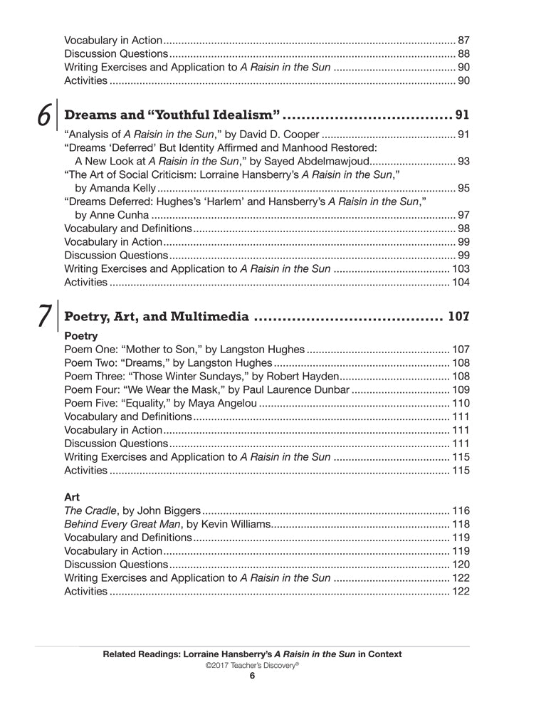 Related Readings: Lorraine Hansberry's A Raisin in the Sun in Context Book