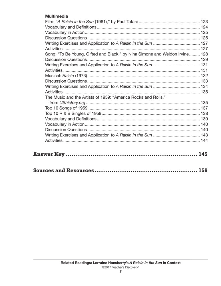 Related Readings: Lorraine Hansberry's A Raisin in the Sun in Context Book