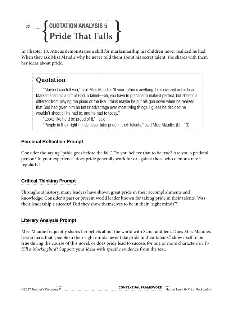 Contextual Framework: Harper Lee's To Kill a Mockingbird Book