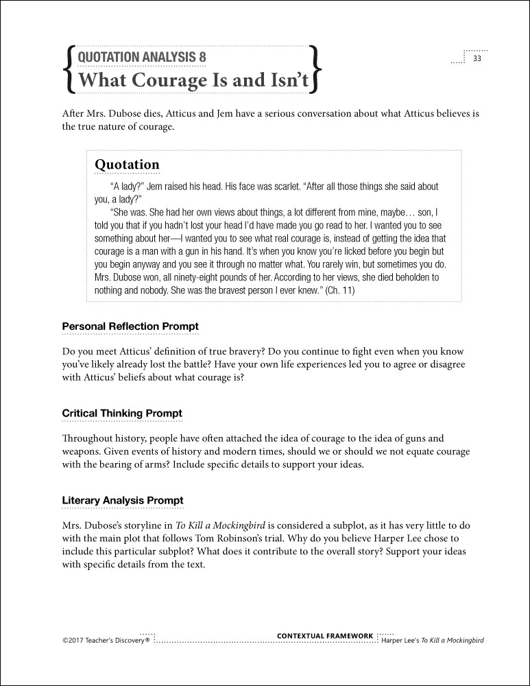 Contextual Framework: Harper Lee's To Kill a Mockingbird Book