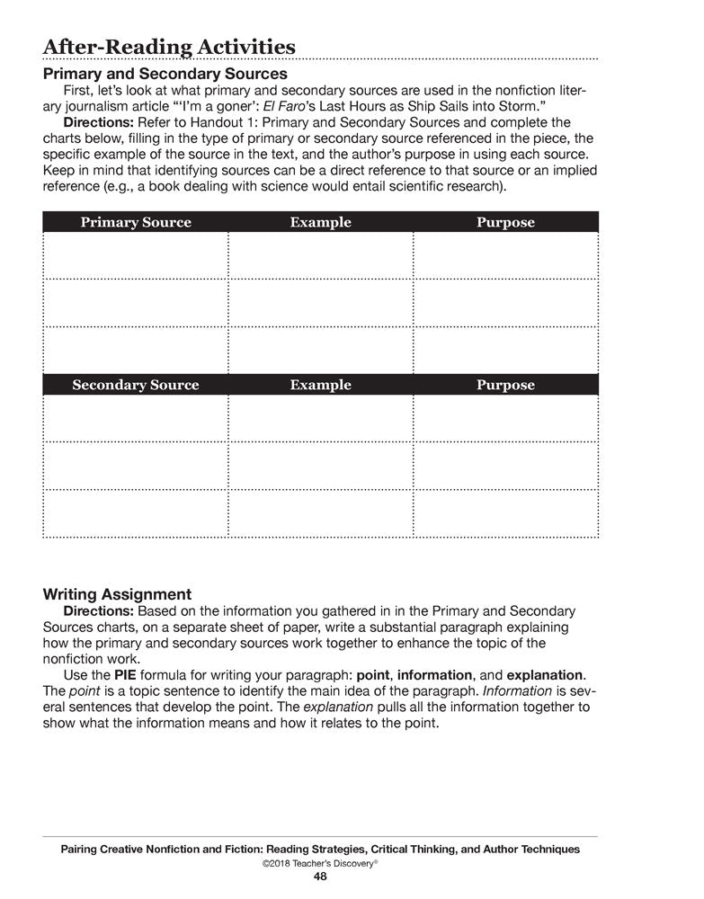 Pairing Creative Nonfiction and Fiction: Reading Strategies, Critical Thinking, and Author Techniques Book