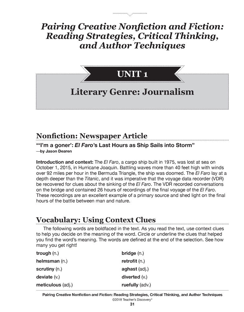 Pairing Creative Nonfiction and Fiction: Reading Strategies, Critical Thinking, and Author Techniques Book