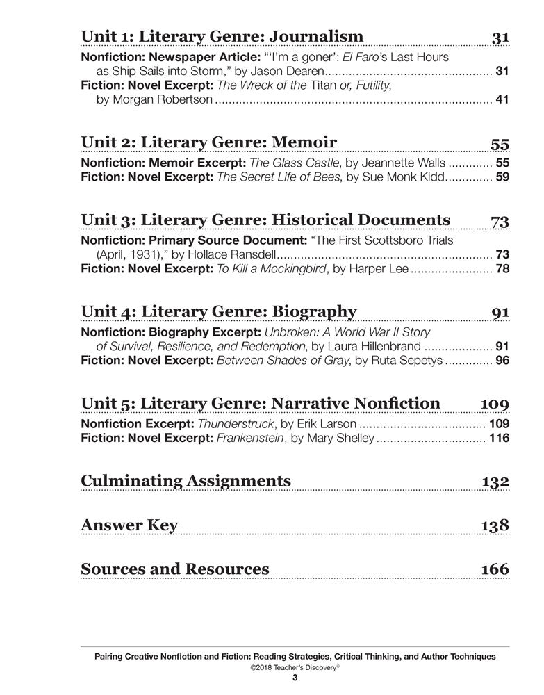 Pairing Creative Nonfiction and Fiction: Reading Strategies, Critical Thinking, and Author Techniques Book