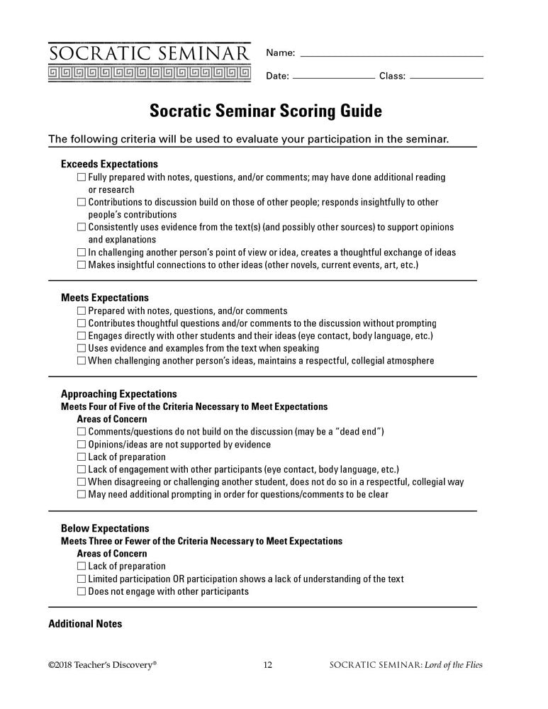 Socratic Seminar: Lord of the Flies Book