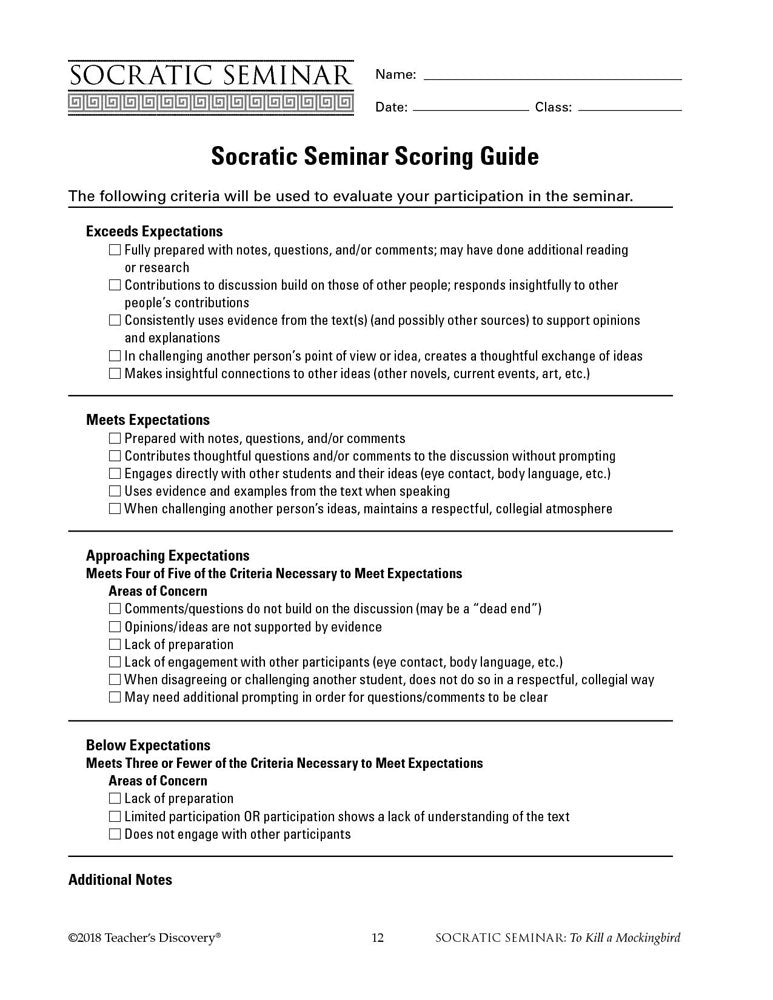 Socratic Seminar: To Kill a Mockingbird Book