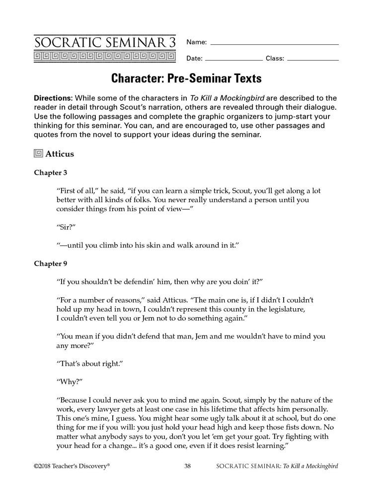 Socratic Seminar: To Kill a Mockingbird Book