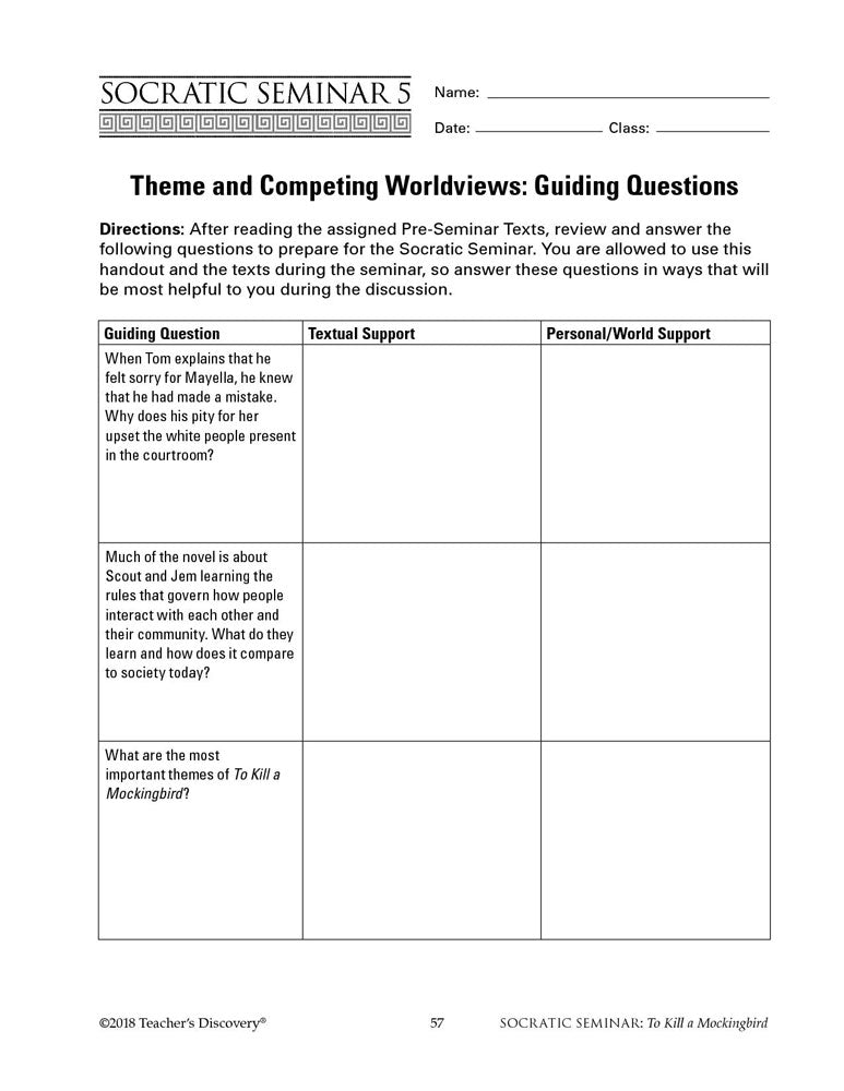 Socratic Seminar: To Kill a Mockingbird Book