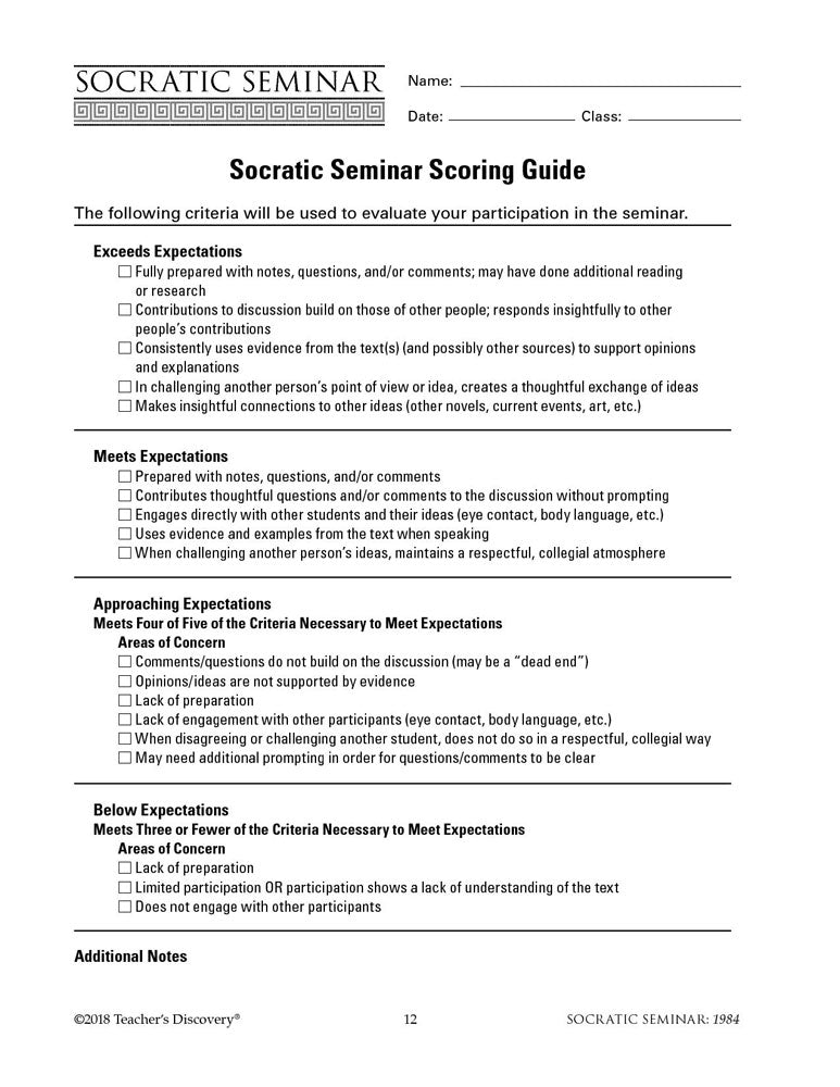 Socratic Seminar: 1984 Book