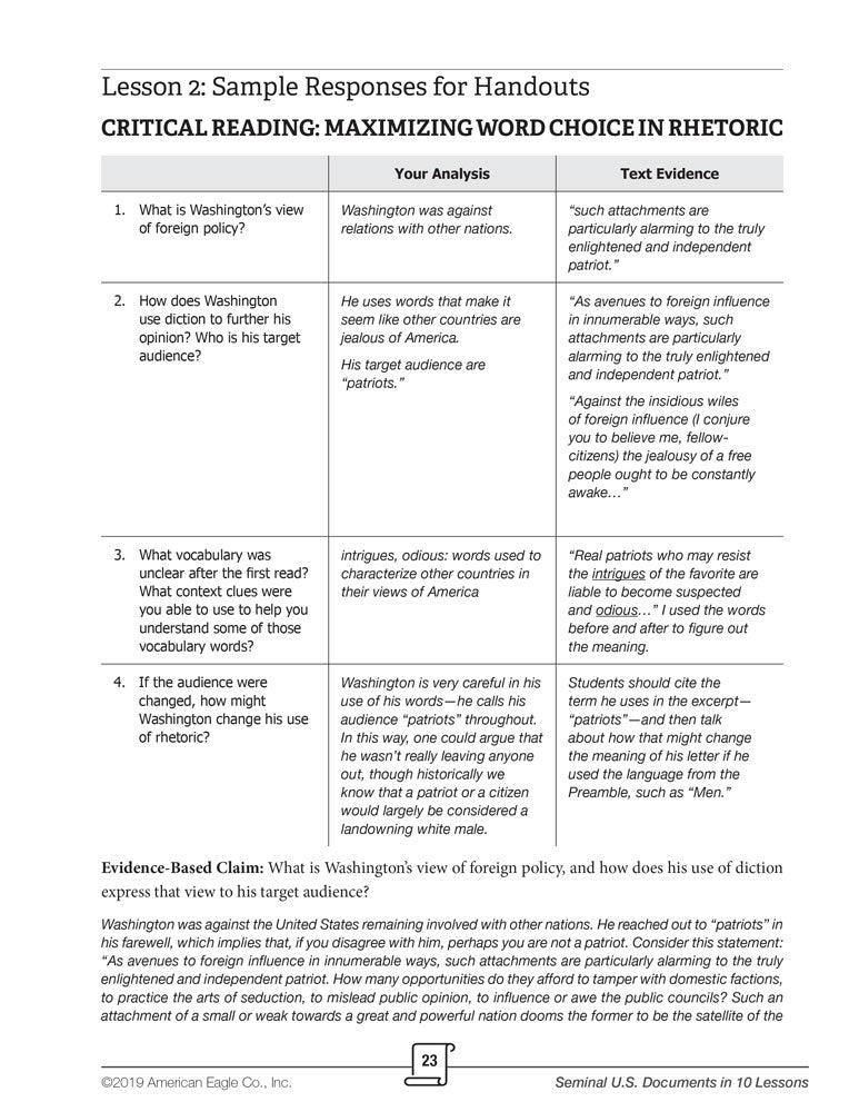 Seminal U.S. Document Analysis in 10 Lessons Book