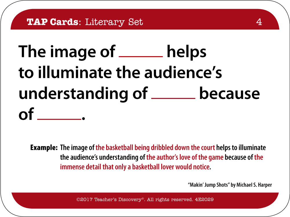 TAP Cards: Literary Text Card Set for High School