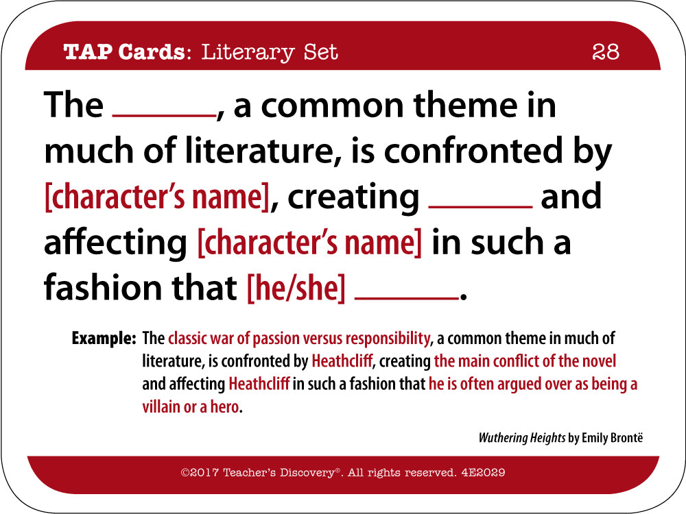 TAP Cards: Literary Text Card Set for High School