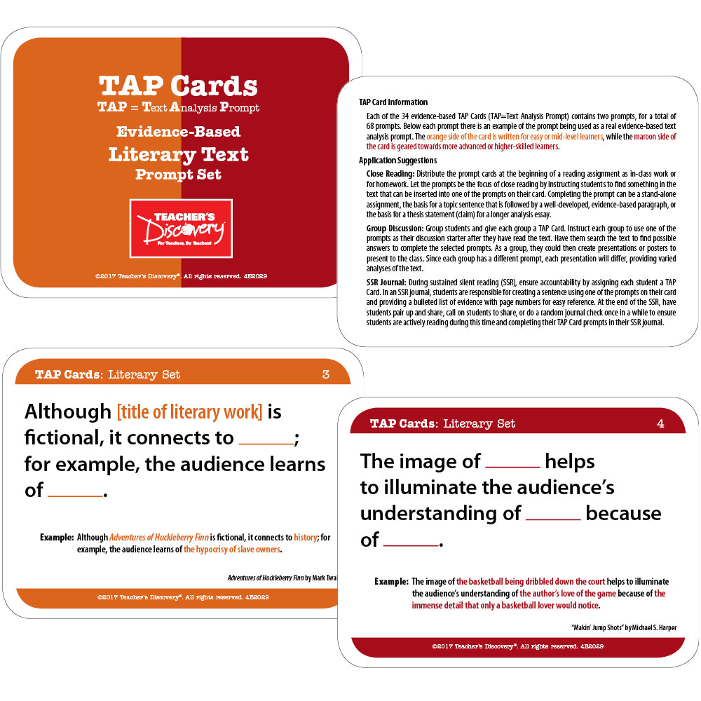 TAP Cards: Informational Text and Literary Text Card Sets for High School