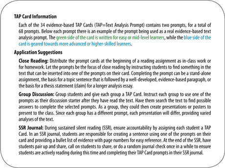 TAP Cards: Informational Text Card Set for High School