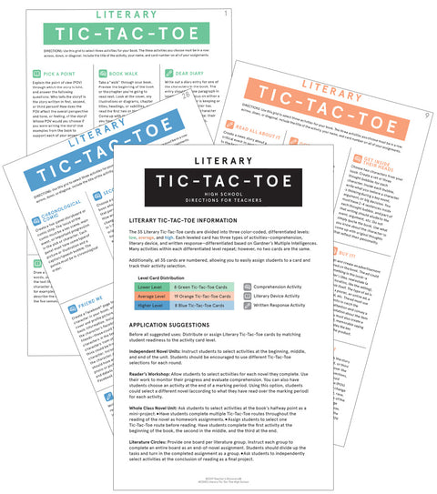 Tic-Tac-Toe Literary and Informational Text Cards