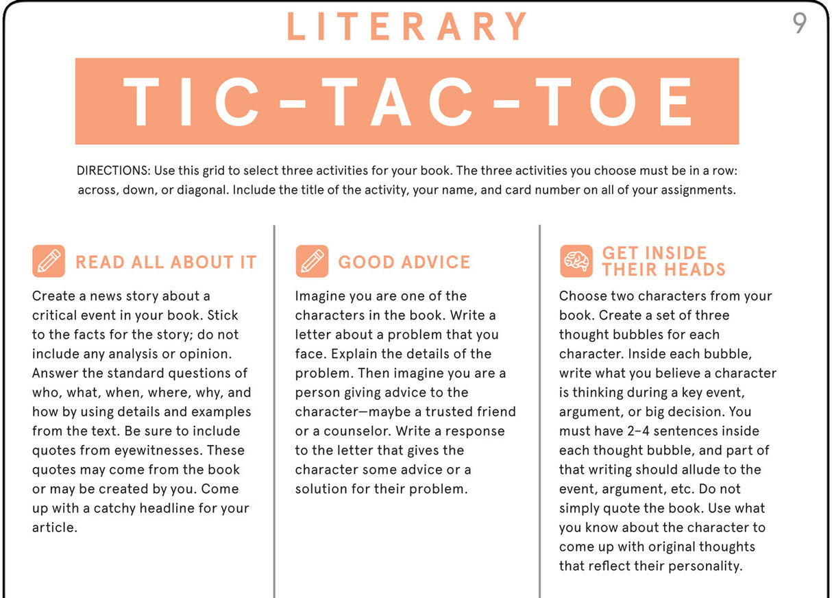 Literary Tic-Tac-Toe: Differentiated Activities Cards Sets for MS and HS - Set of 2