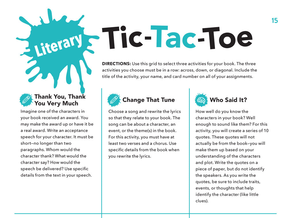 Literary Tic-Tac-Toe: Differentiated Activities Cards Sets for MS and HS - Set of 2