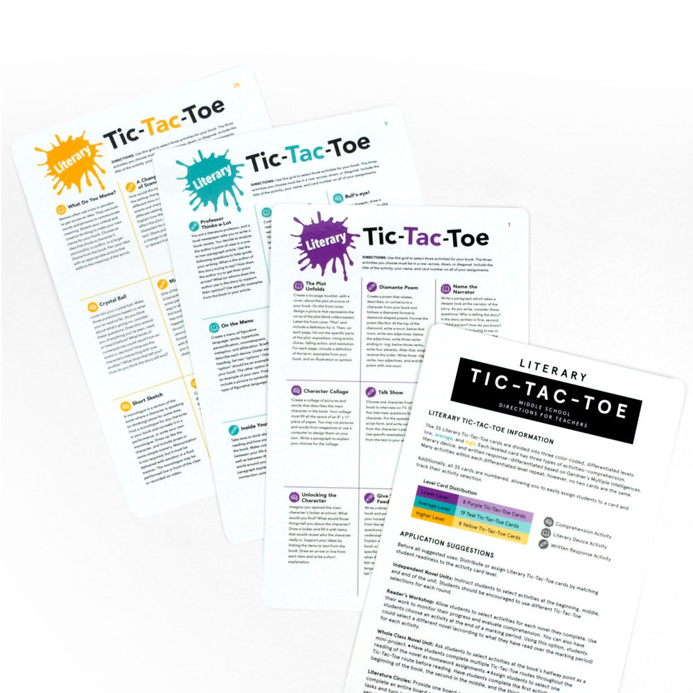 Literary Tic-Tac-Toe: Differentiated Activities Cards Sets for MS and HS - Set of 2