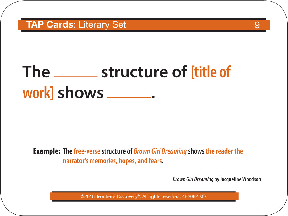 TAP Cards: Informational Text and Literary Text Card Sets for Middle School