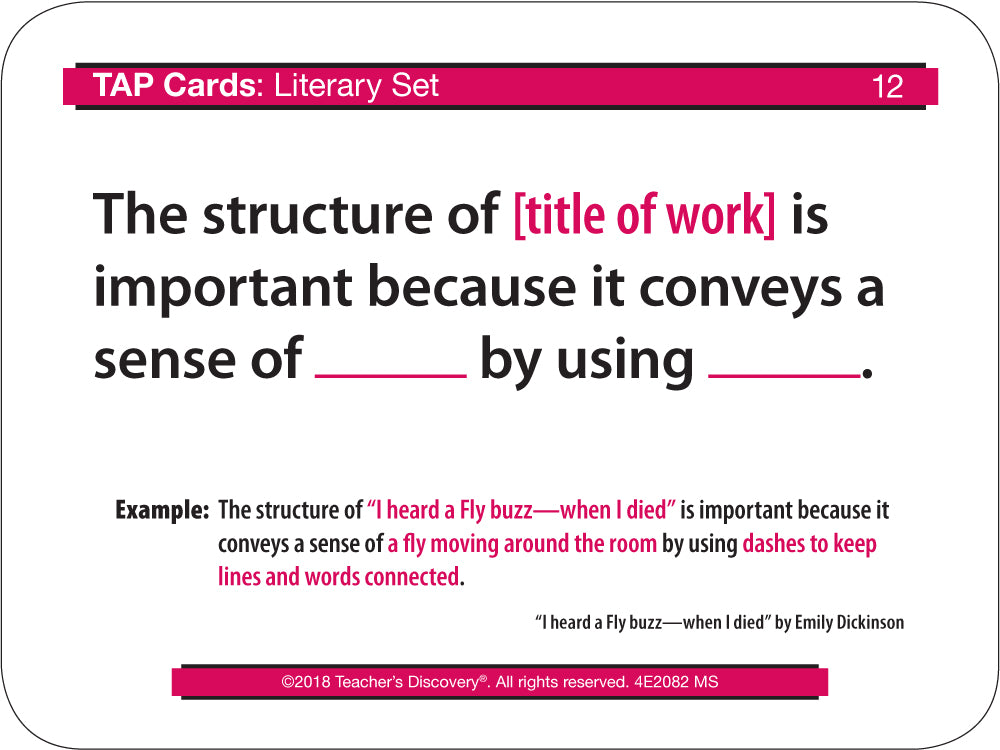 TAP Cards: Literary Text Card Set for Middle School