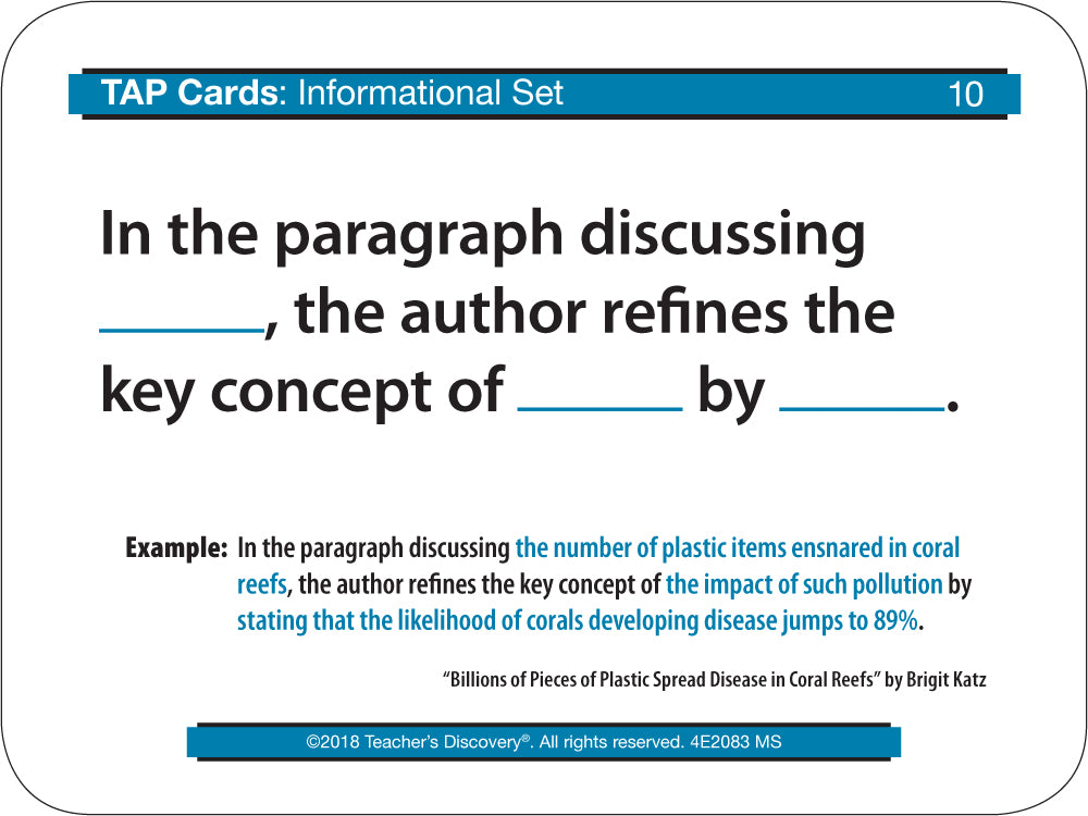 TAP Cards: Informational Text Card Set for Middle School