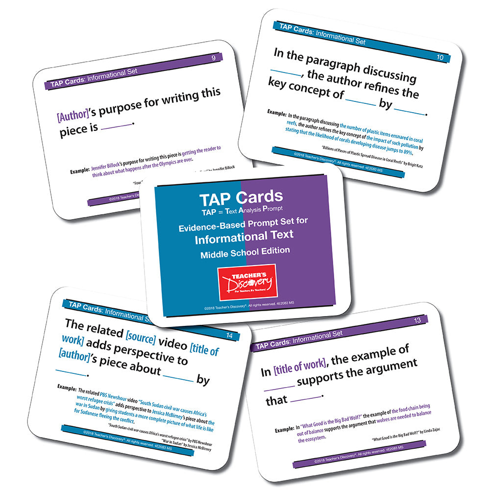 TAP Cards: Informational Text Card Set for Middle School