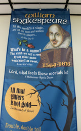 Celebrate Shakespeare! William Shakespeare Fabric Banner with Clips