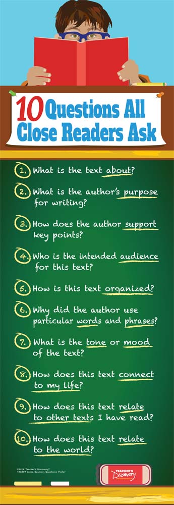 Close Reading Questions Skinny Poster