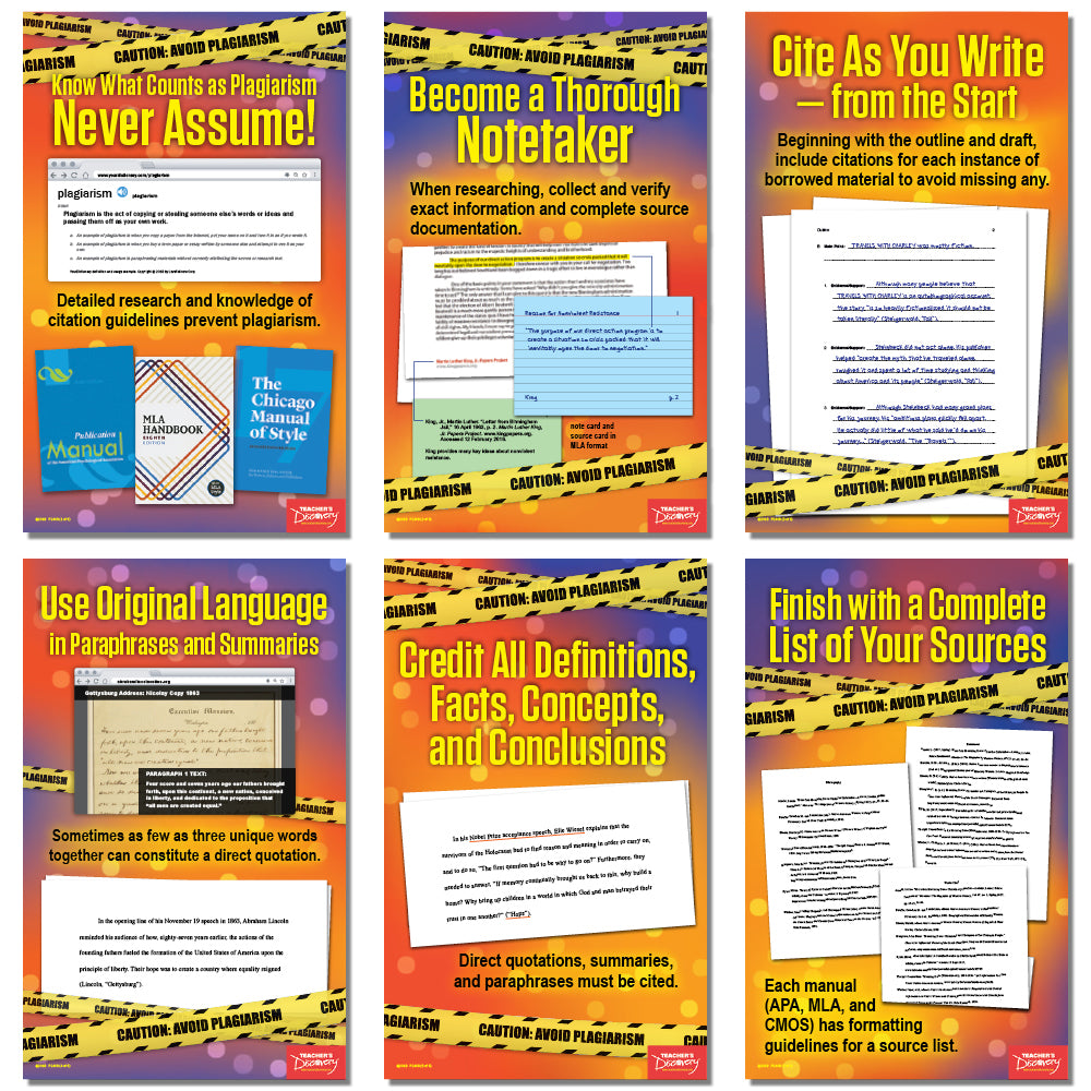 Caution! Avoid Plagiarism Mini-Poster Set