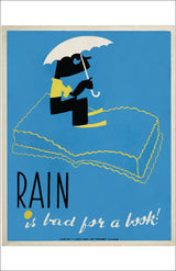 WPA Reading Poster: Rain Is Bad for a Book