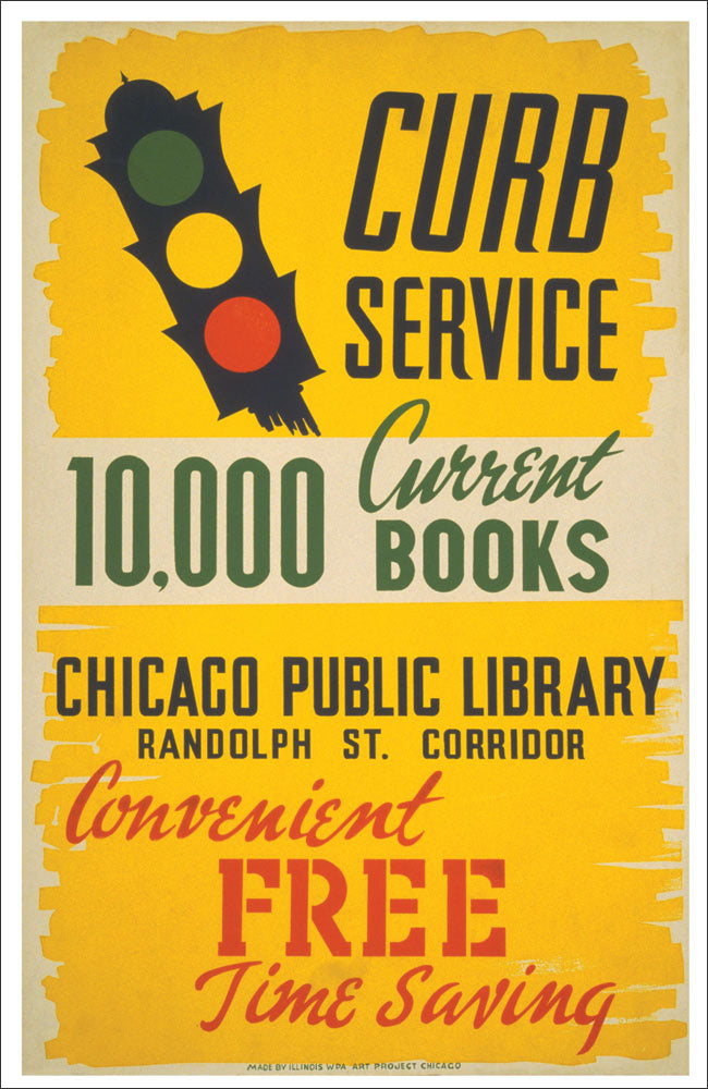 WPA Reading Poster: Curb Service for 10,000 Current Books