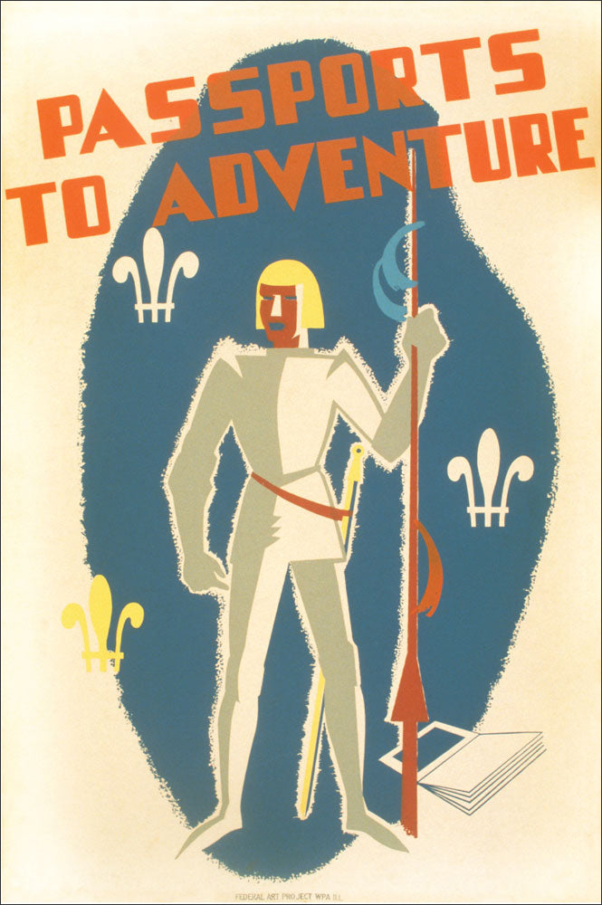 WPA Reading Poster: Passports to Adventure