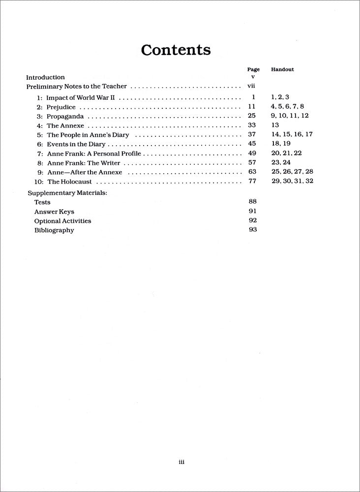Anne Frank: The Diary of a Young Girl Curriculum Unit