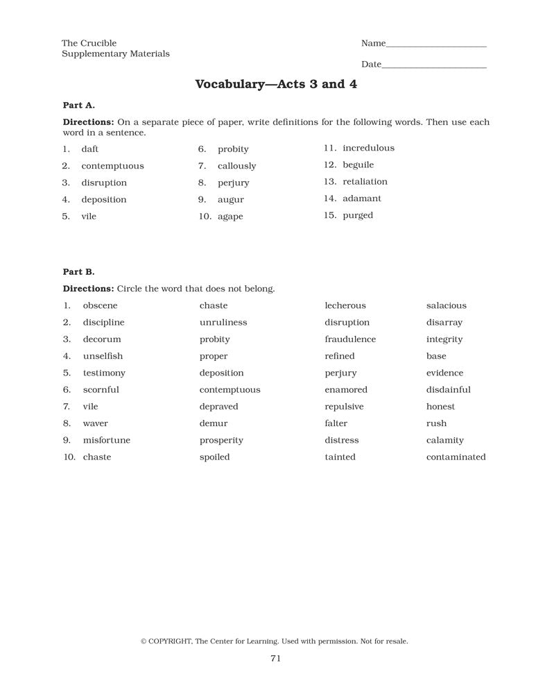 The Crucible Curriculum Unit