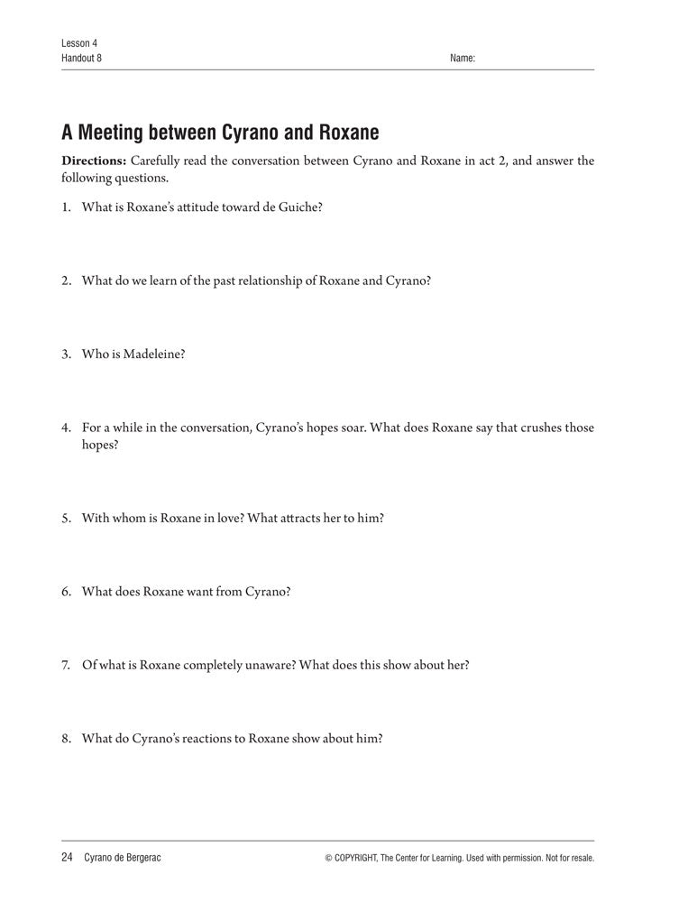 Cyrano de Bergerac Curriculum Unit