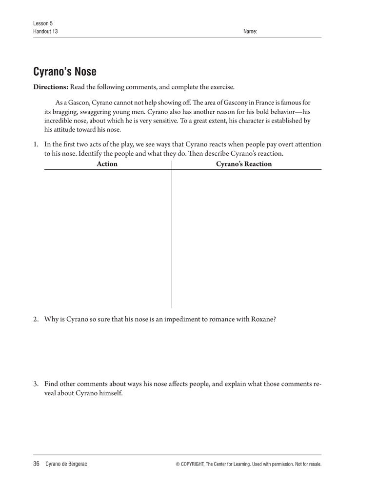 Cyrano de Bergerac Curriculum Unit