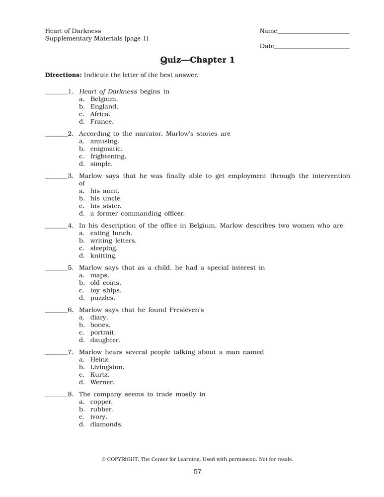 Heart of Darkness Curriculum Unit