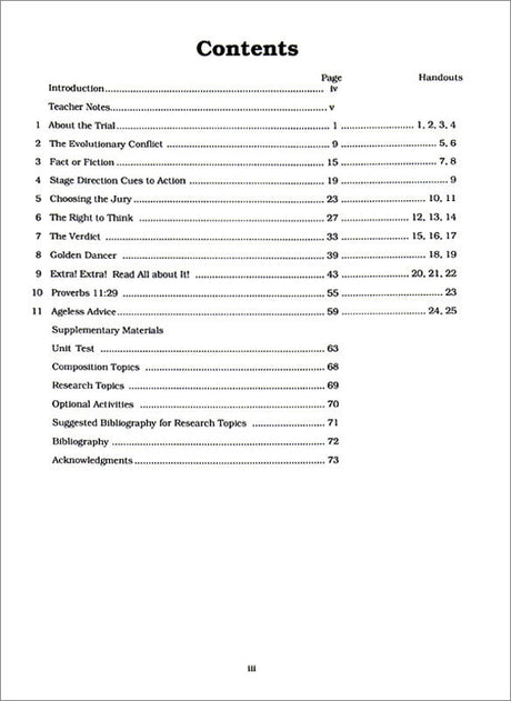 Inherit the Wind Curriculum Unit