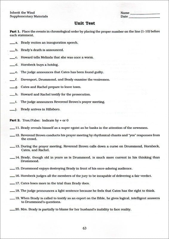 Inherit the Wind Curriculum Unit