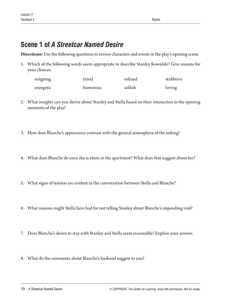 A Streetcar Named Desire Curriculum Unit