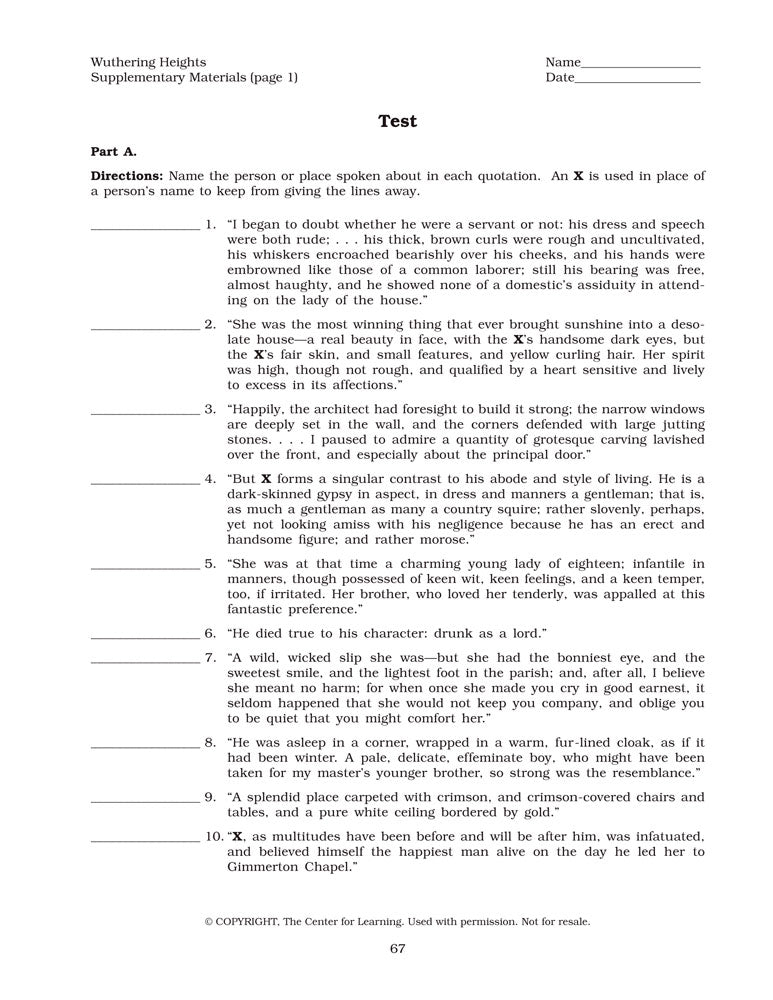 Wuthering Heights Curriculum Unit